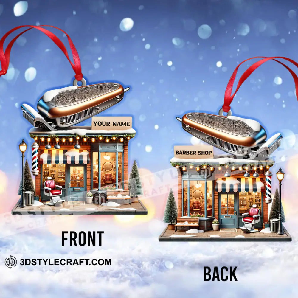 Custom Name Barber Shop Ornament Christmas Decoration