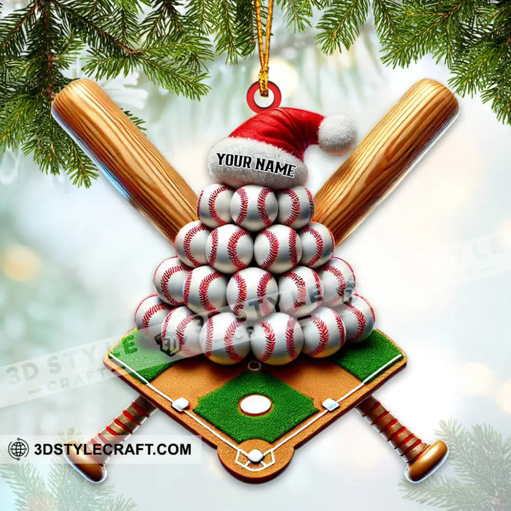 Custom Name Baseball Ornament Lover Christmas Gift 3.54’’ / 1