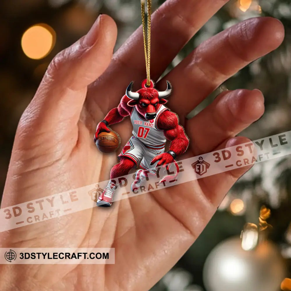 Custom Name Basketball Bulls Team Ornament Christmas Gift