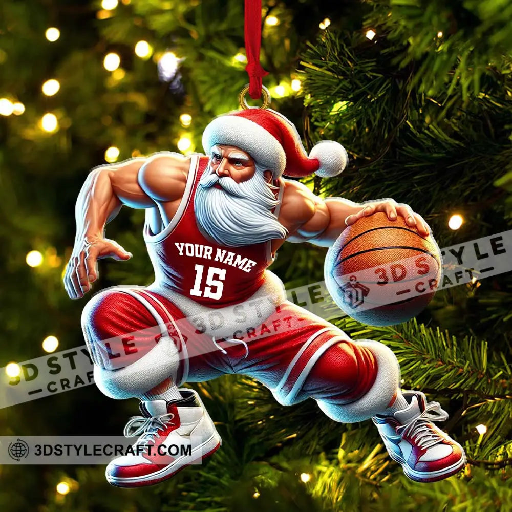 Custom Name Basketball Santa Ornament Lover Christmas Gift