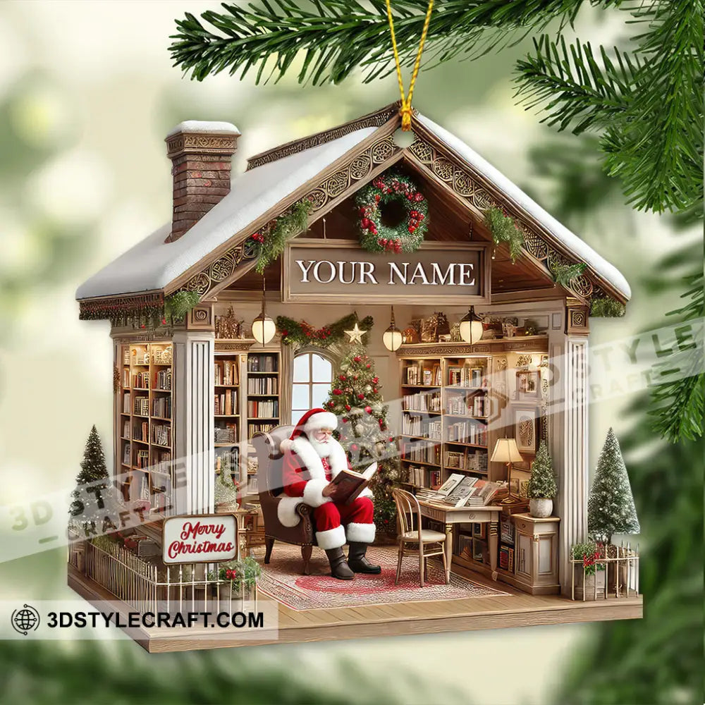 Custom Name Book Store Ornament Lover Christmas Gift 3.54’’ / 1