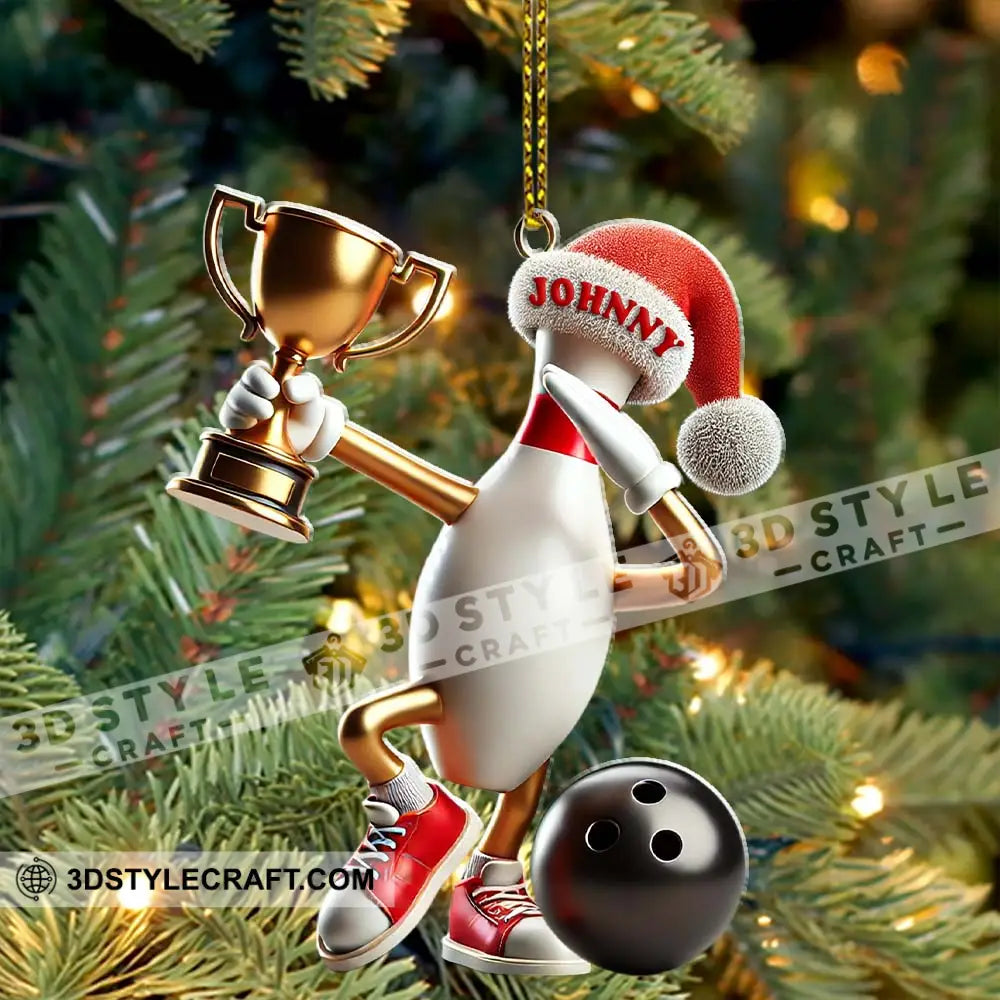 Custom Name Bowling Christmas Ornament Gift