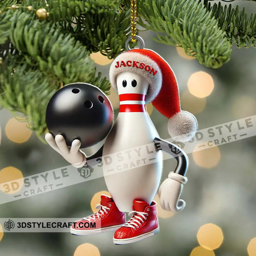 Custom Name Bowling Christmas Ornament Lover Gift