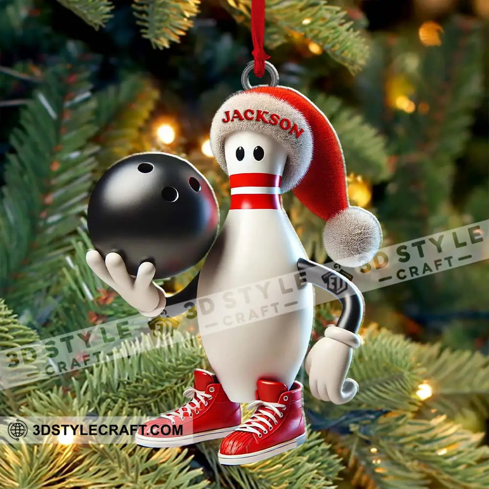 Custom Name Bowling Christmas Ornament Lover Gift 3.54’’ / 1