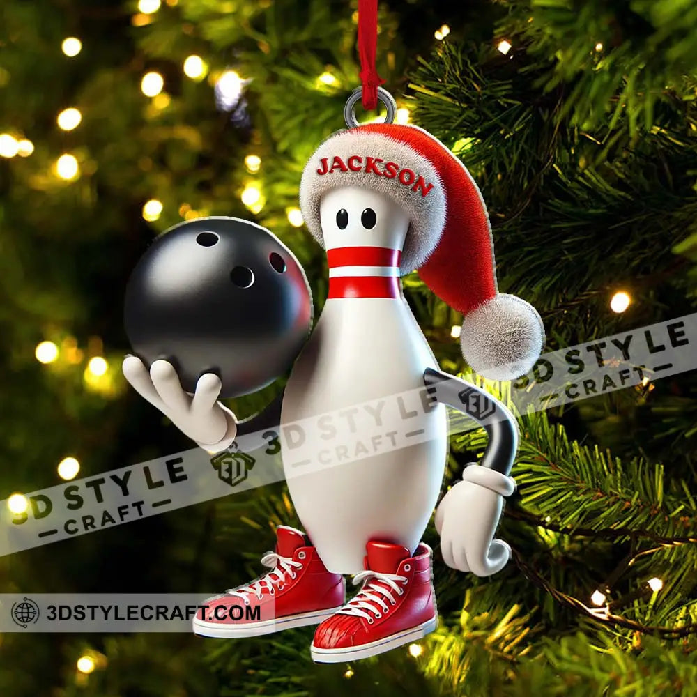 Custom Name Bowling Christmas Ornament Lover Gift