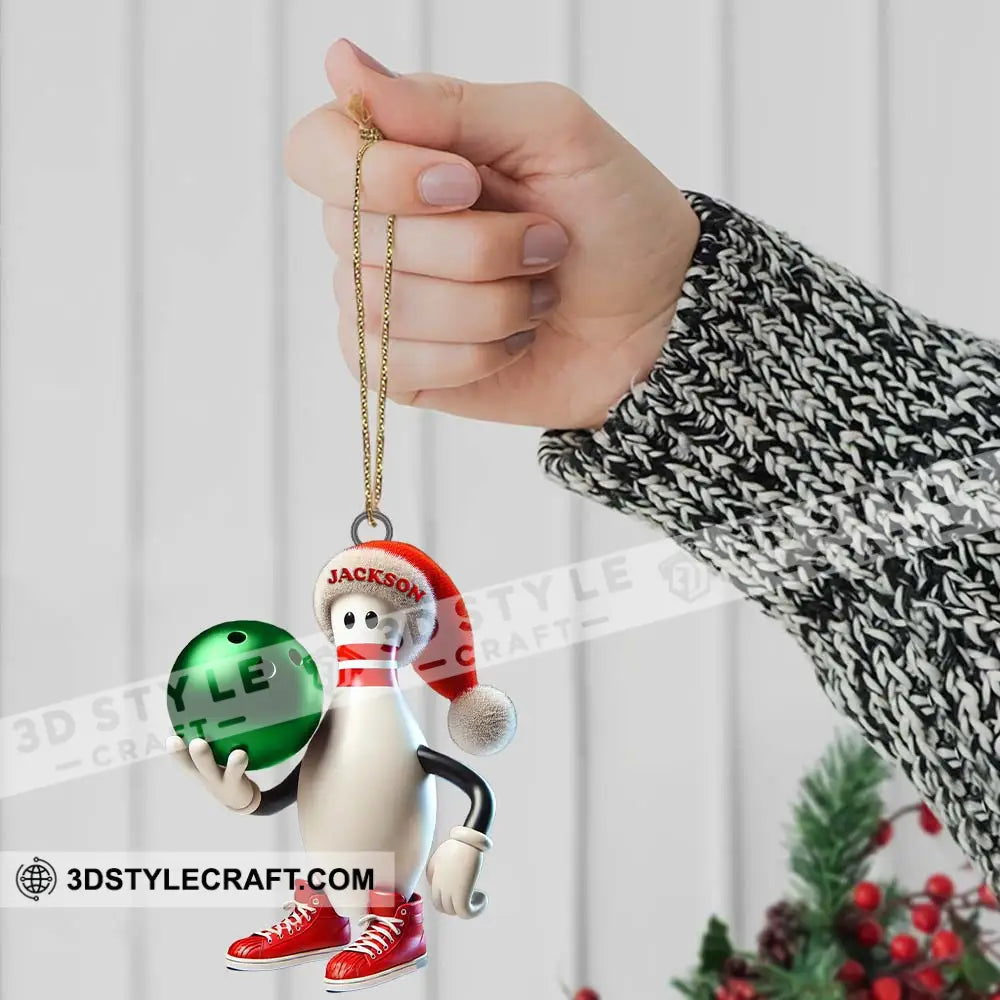 Custom Name Bowling Christmas Ornament Lover Gift