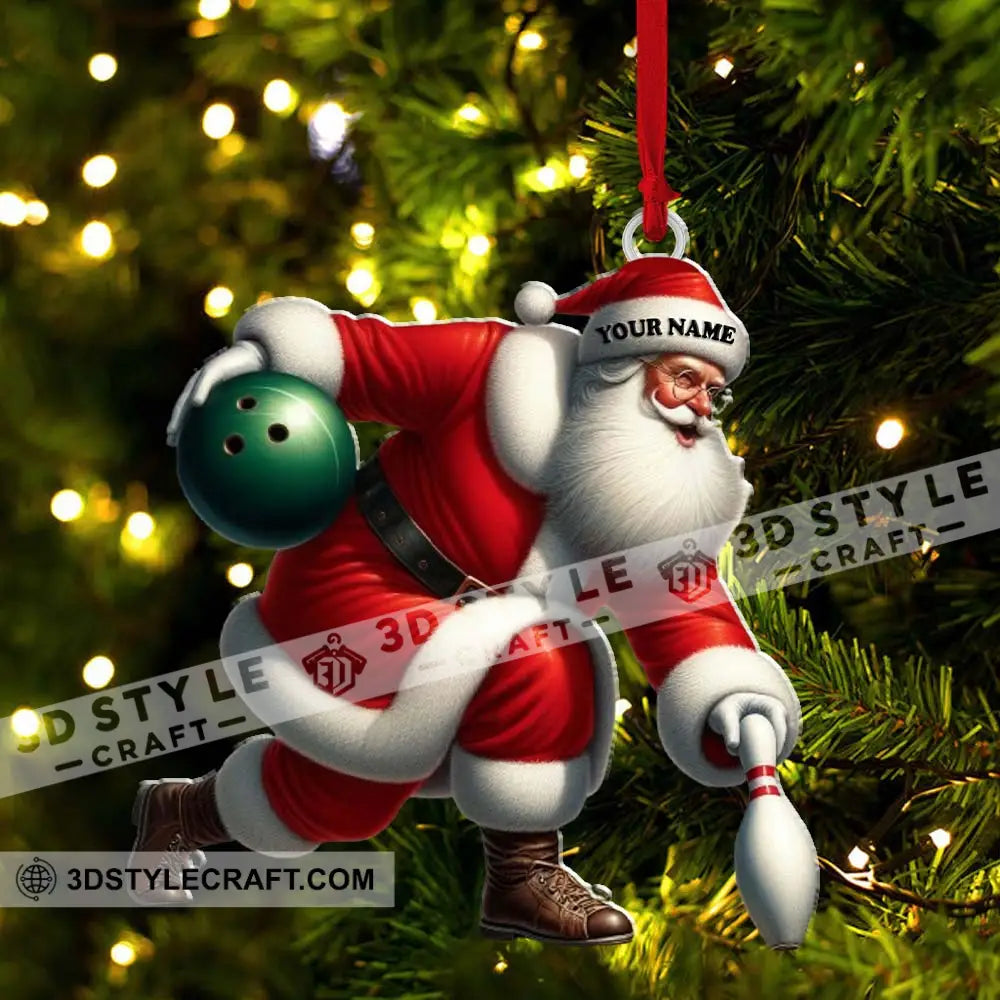 Custom Name Bowling Santa Ornament Lover Christmas Gift