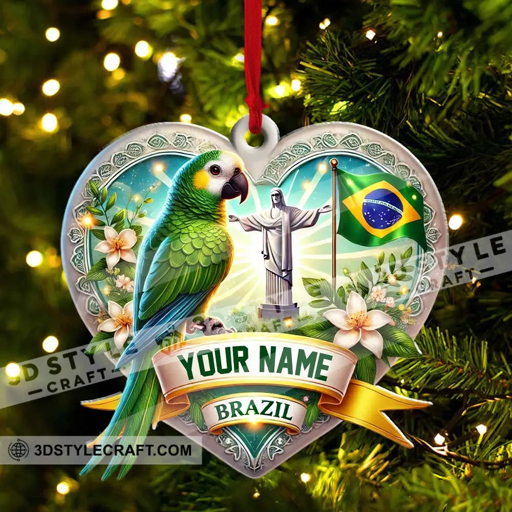 Custom Name Brazil Ornament Christmas Gift For Lover