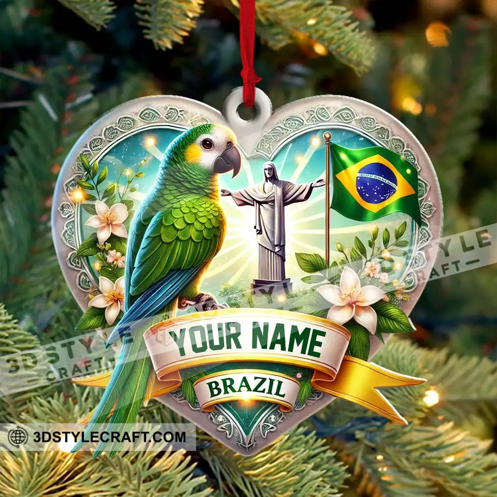 Custom Name Brazil Ornament Christmas Gift For Lover