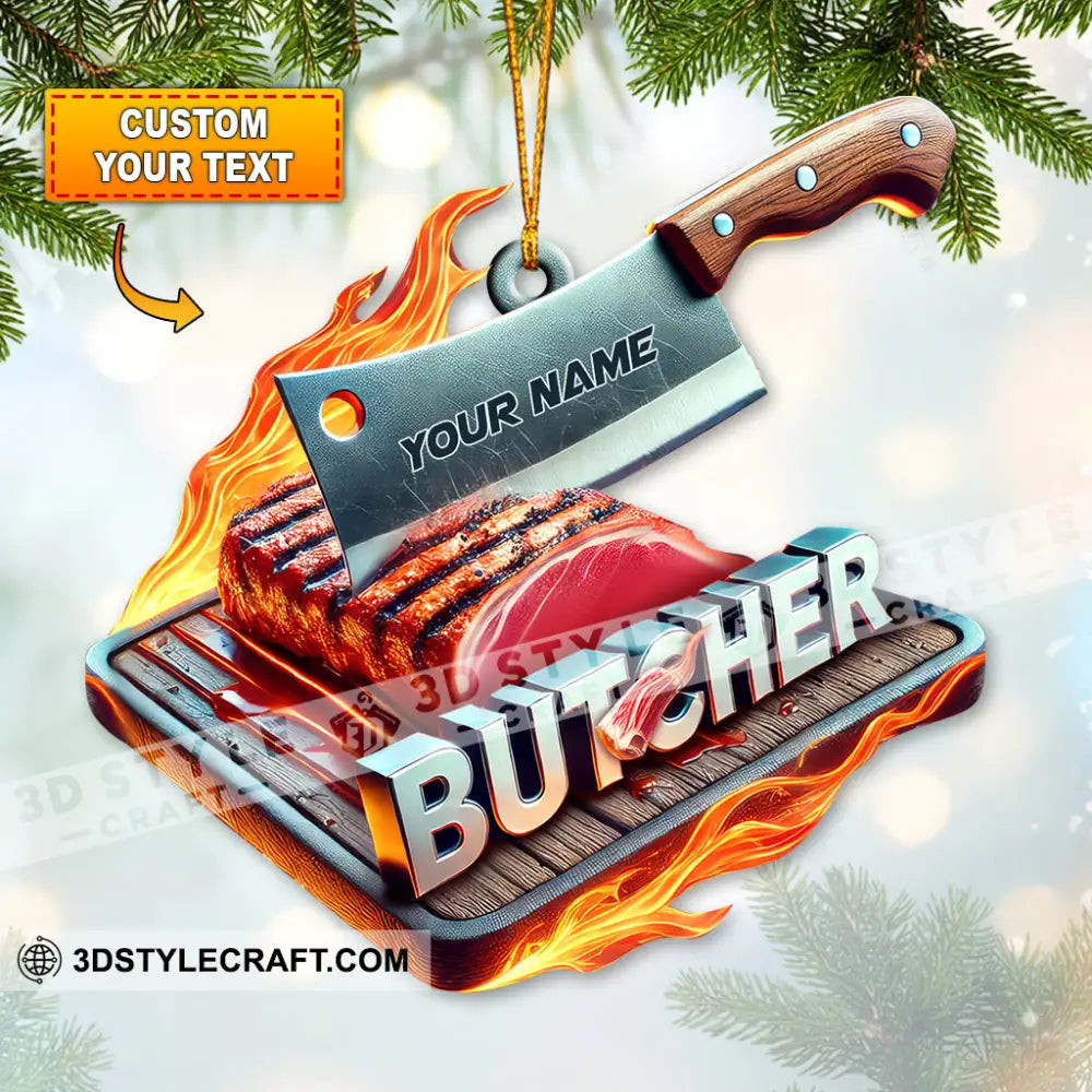 Custom Name Butcher Ornament Christmas Gift