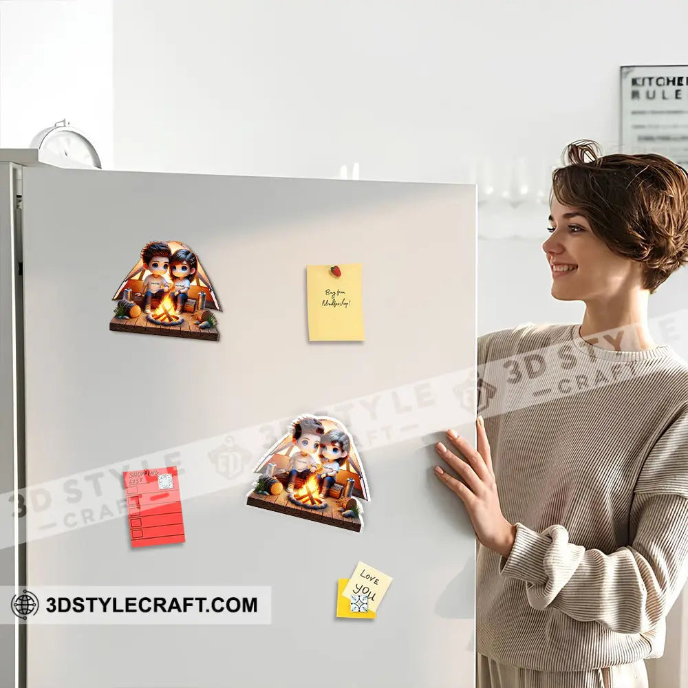 Custom Name Camping Couple Fridge Magnet Gift For Lover