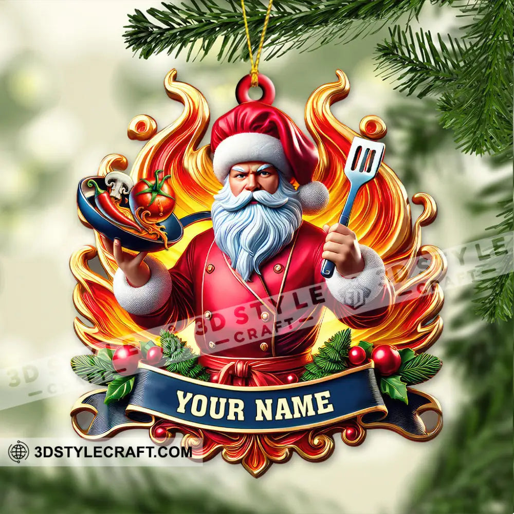 Custom Name Chef Ornament Christmas Gift For Cooking Lover 3.54’’ / 1