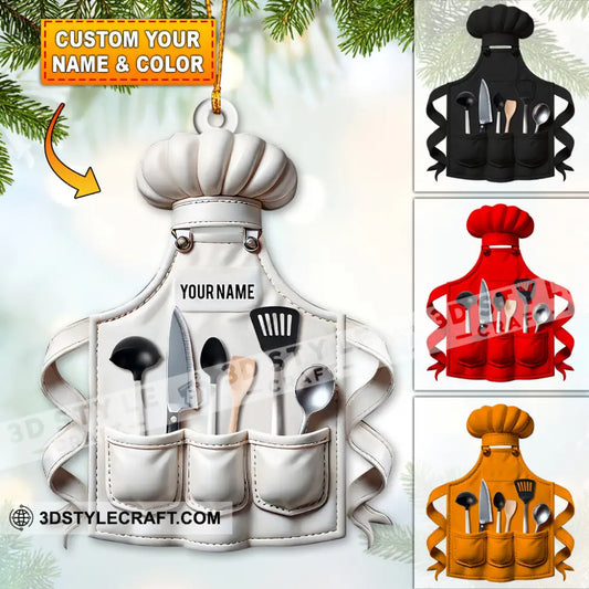 Custom Name Chef Ornament Christmas Gift For Cooking Lover