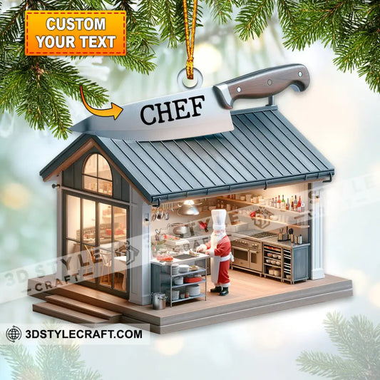 Custom Name Chef Ornament Santa Gift For Cooking Lover