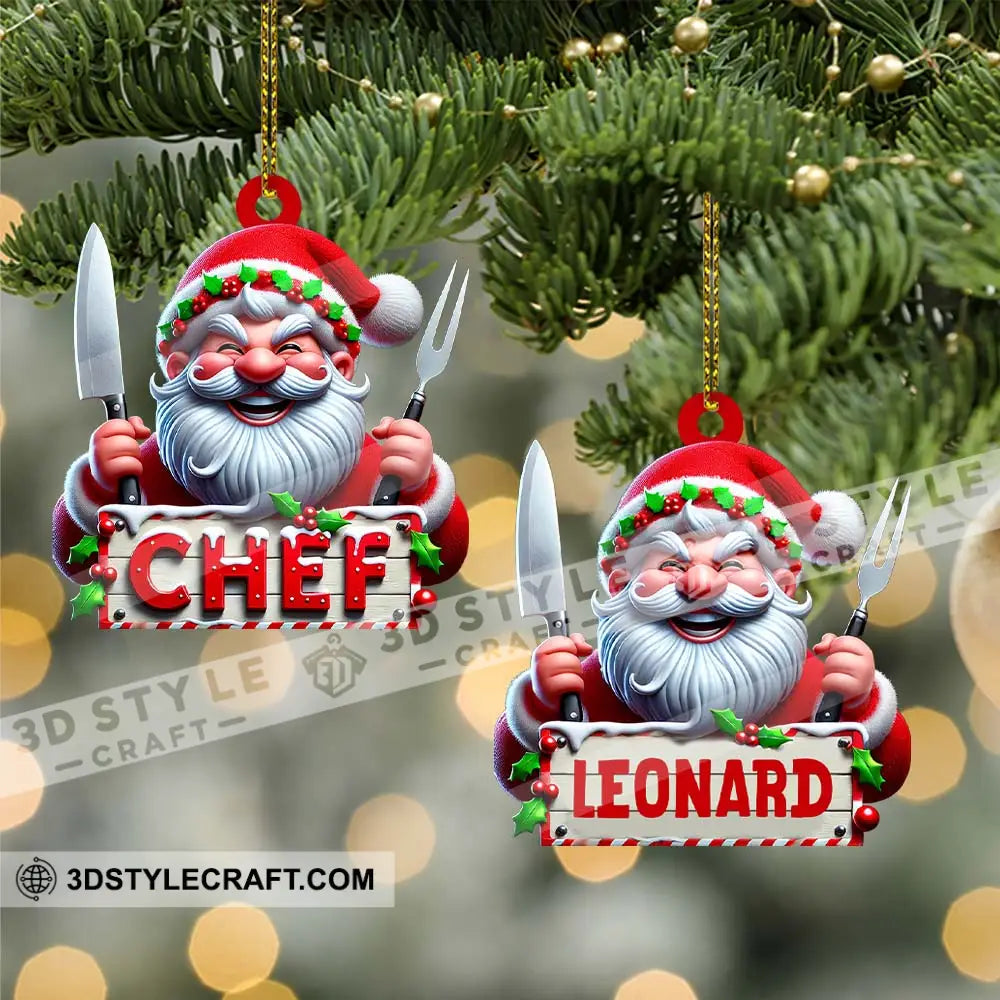 Custom Name Chef Ornament Santa Gift For Cooking Lover