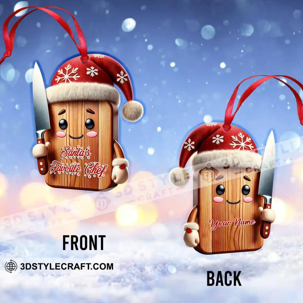 Custom Name Christmas Chef Ornament Gift For Cooking Lover