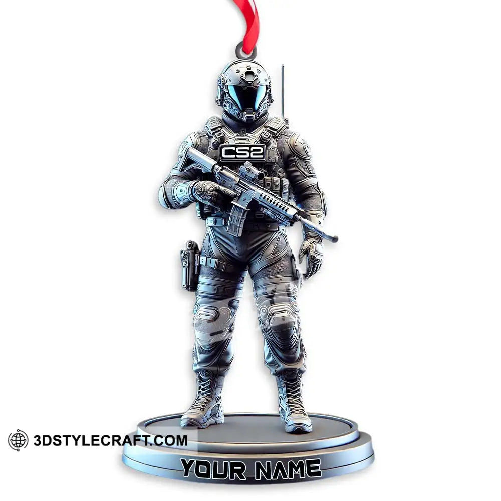 Custom Name Counter Strike Game Ornament Christmas Gift For Gamer 3.54’’ / 1