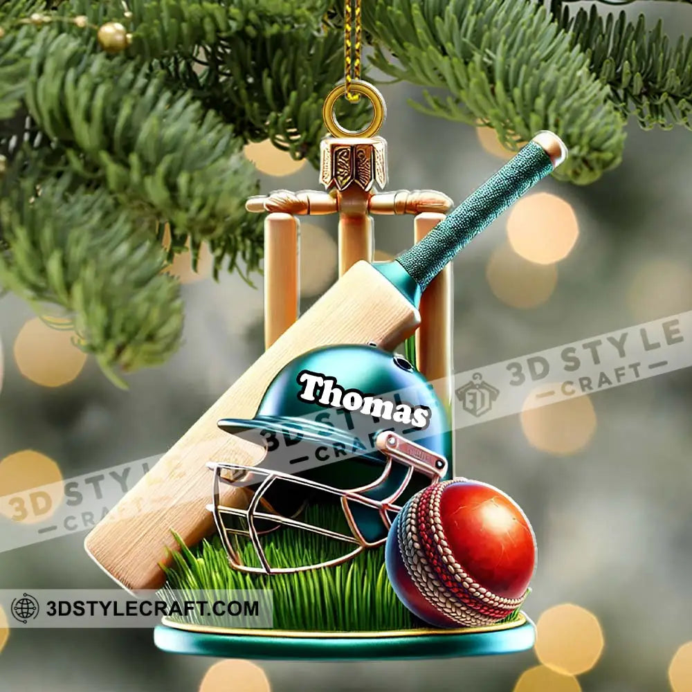 Custom Name Cricket Ball Ornament Lover Christmas Gift