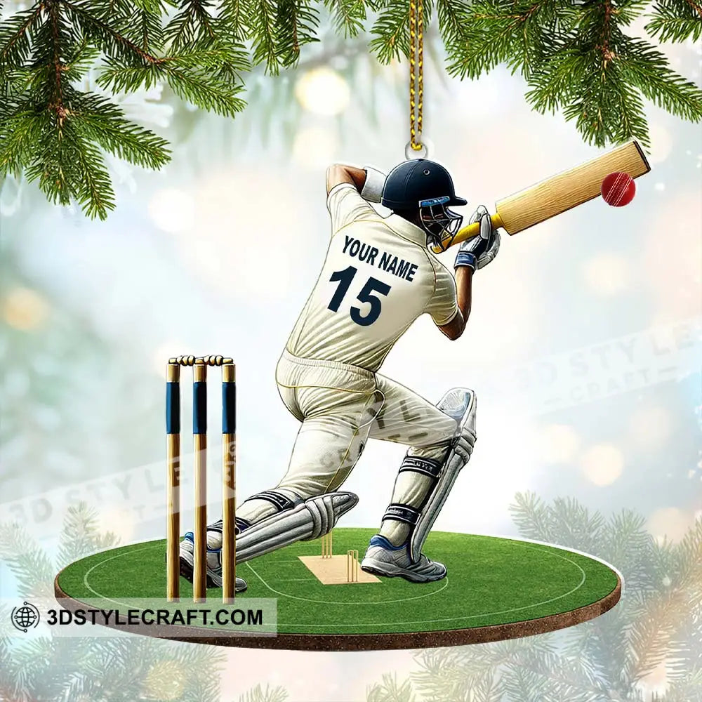 Custom Name Cricket Ball Ornament Lover Christmas Gift 3.54’’ / 1