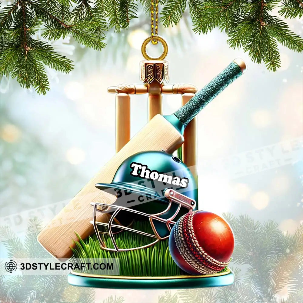 Custom Name Cricket Ball Ornament Lover Christmas Gift 3.54’’ / 1