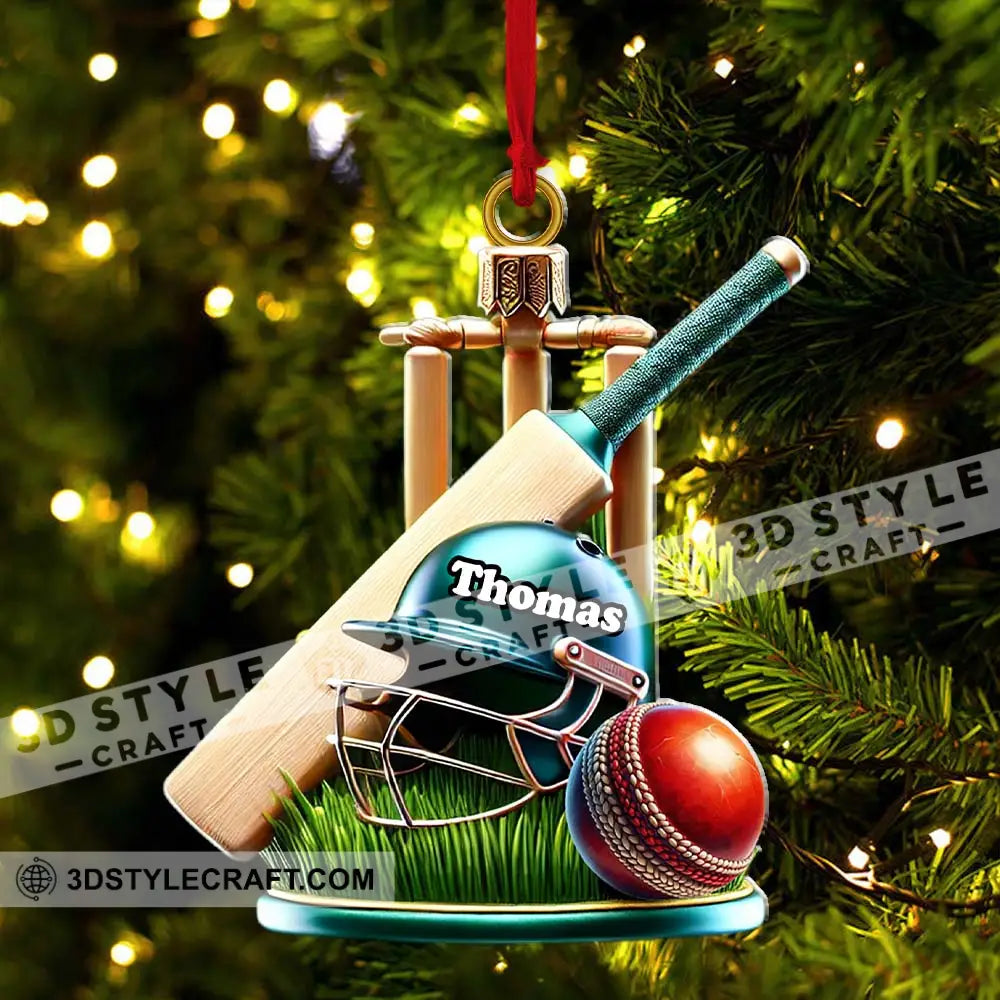 Custom Name Cricket Ball Ornament Lover Christmas Gift