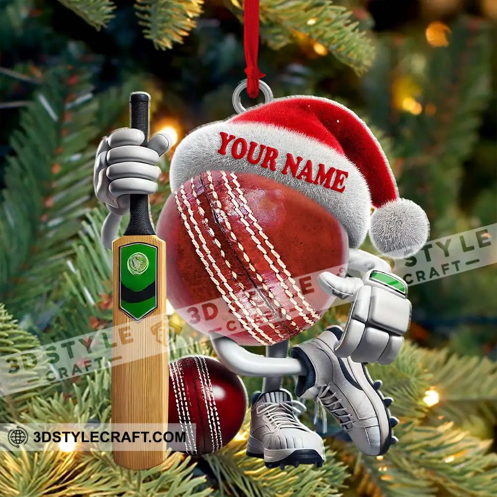 Custom Name Cricket Ball Ornament Lover Christmas Gift