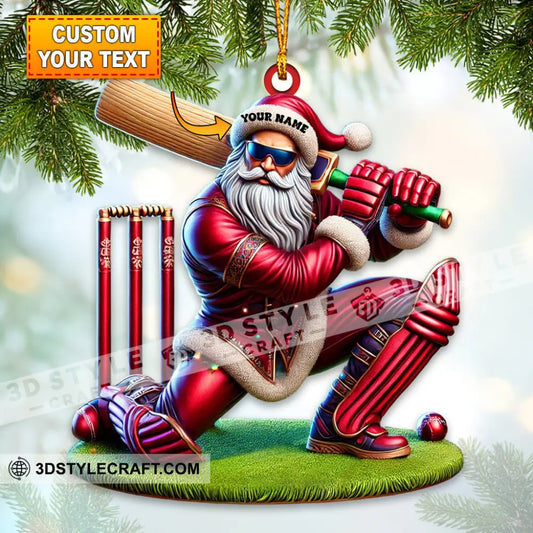 Custom Name Cricket Ball Santa Ornament Lover Christmas Gift