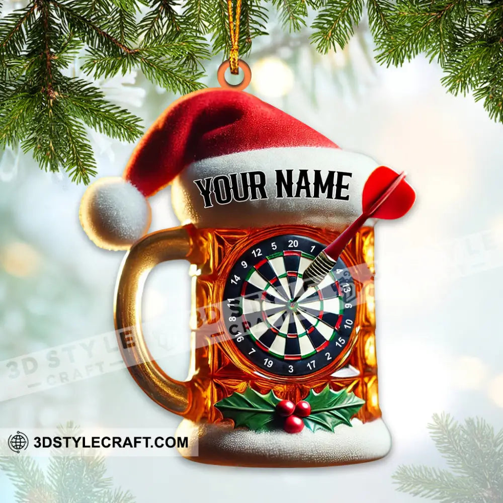 Custom Name Dart Santa Ornament Christmas Gift 3.54’’ / 1