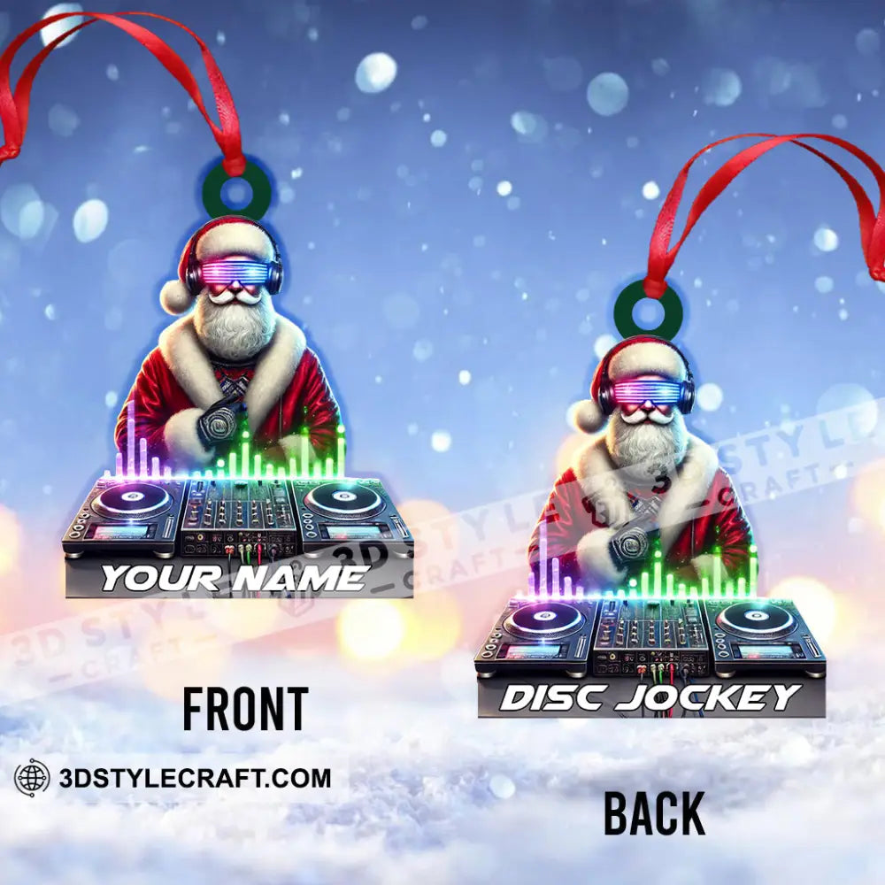 Custom Name Disc Jokey Ornament Gift For Dj Christmas