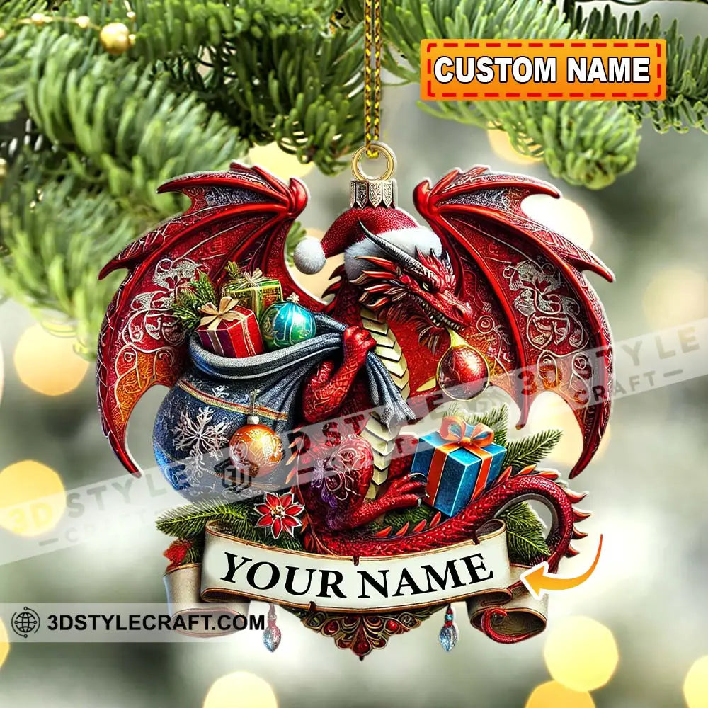 Custom Name Dragon Ornament Christmas Gift For Lover