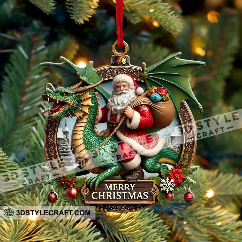 Custom Name Dragon Santa Ornament Christmas Gift For Lover