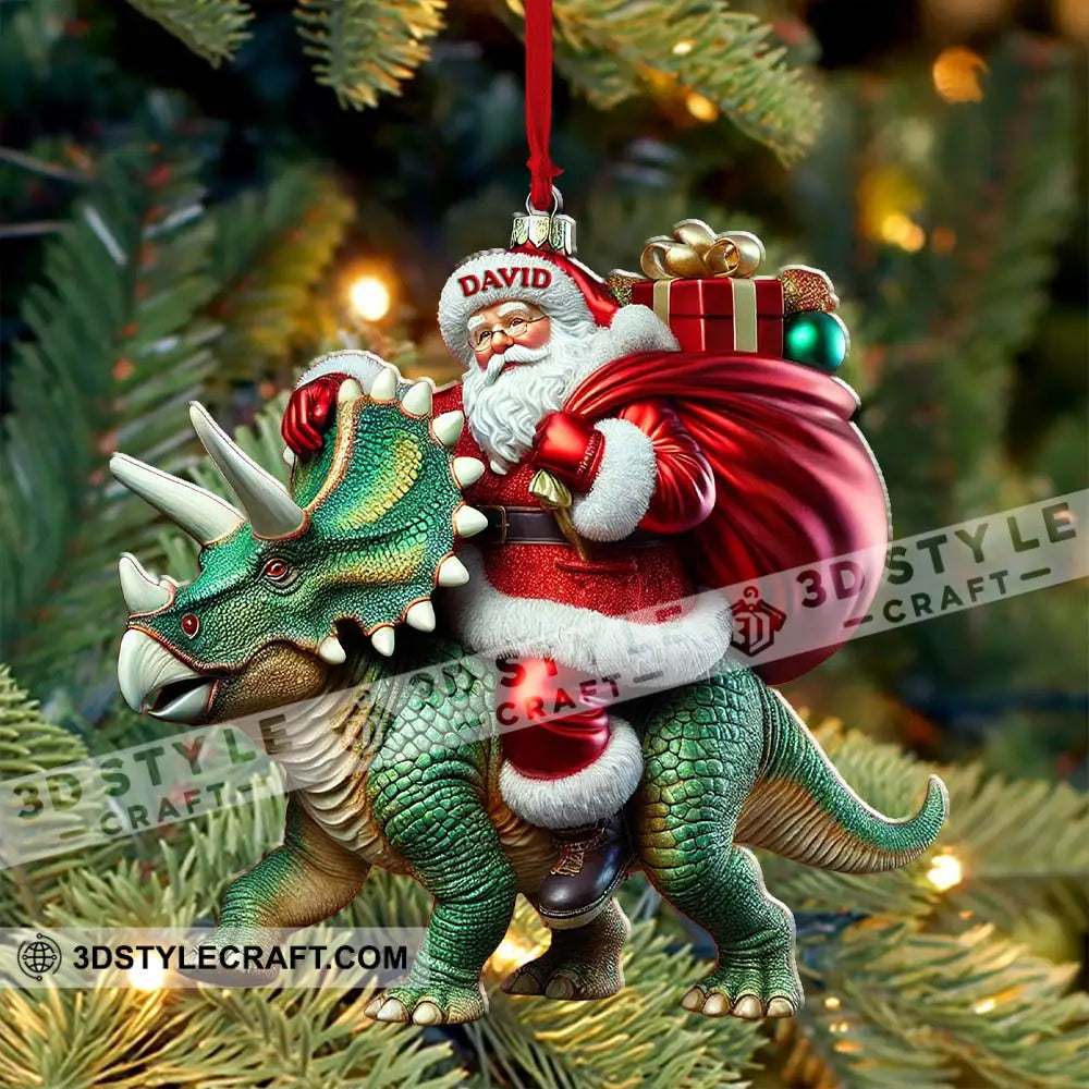 Custom Name Dragon Santa Ornament Dinosaur Lover Christmas Gift