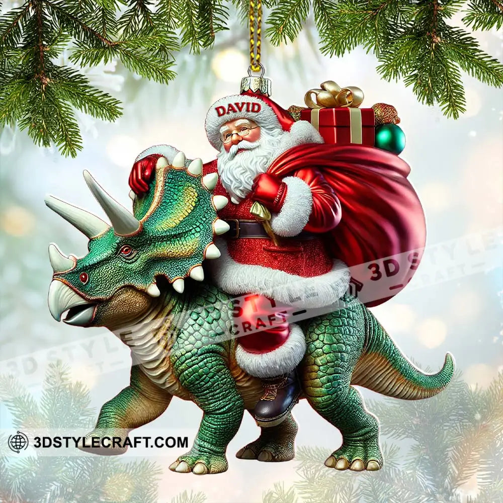 Custom Name Dragon Santa Ornament Dinosaur Lover Christmas Gift 3.54’’ / 1