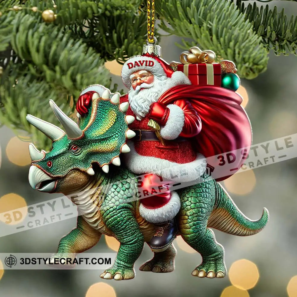 Custom Name Dragon Santa Ornament Dinosaur Lover Christmas Gift