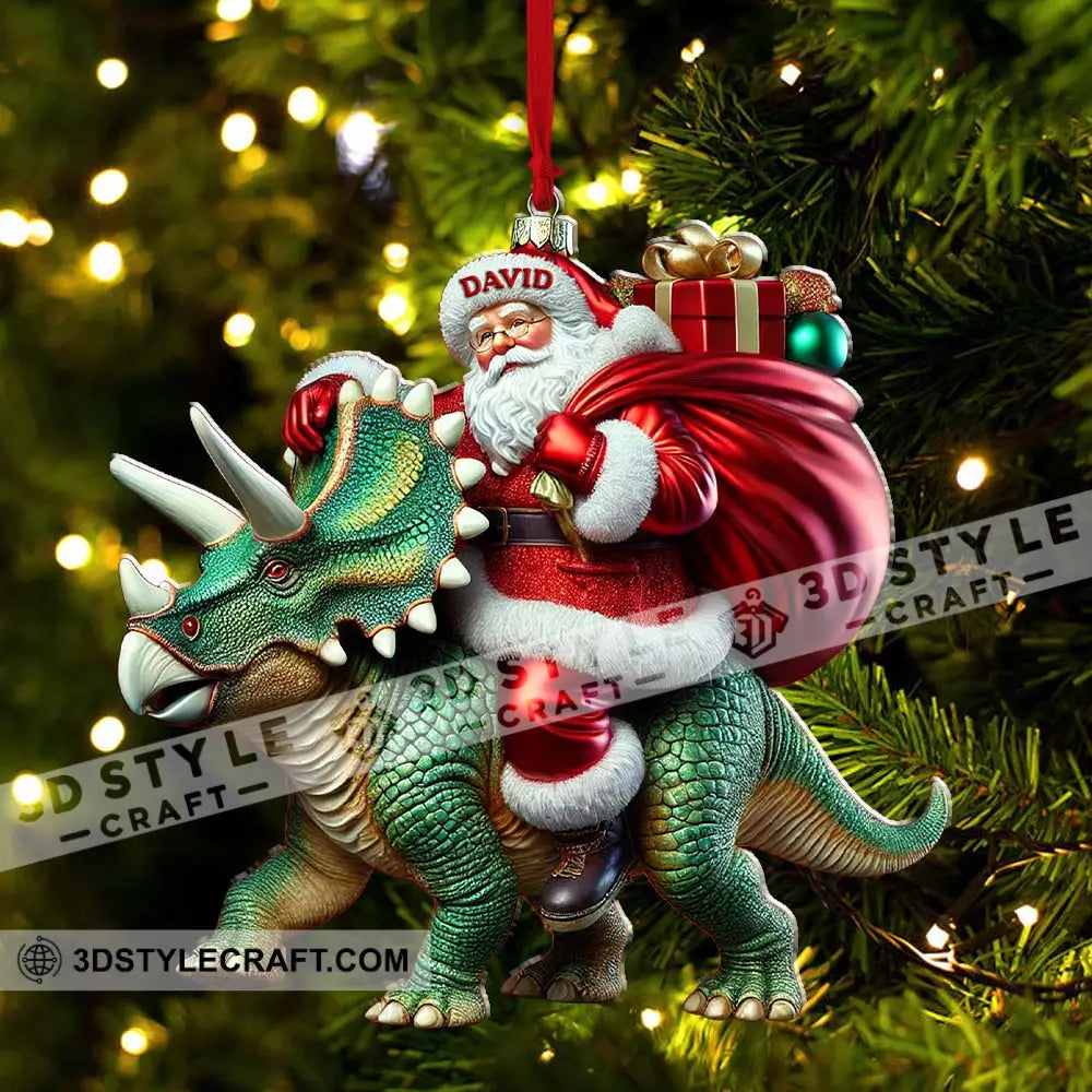 Custom Name Dragon Santa Ornament Dinosaur Lover Christmas Gift