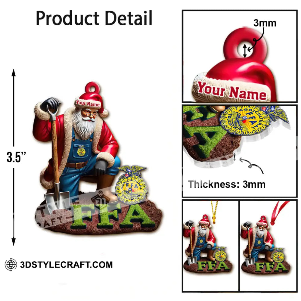 Custom Name Ffa Ornament Santa Farmer Christmas
