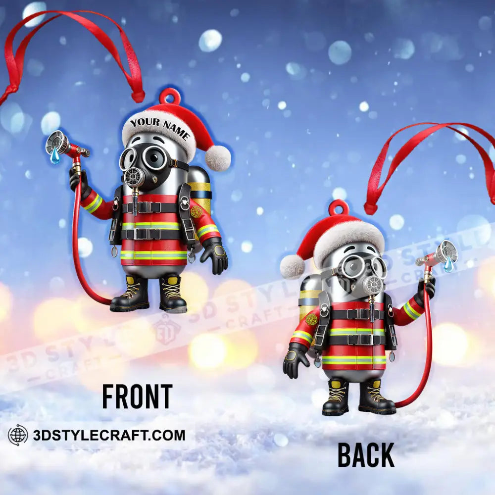 Custom Name Fire Fighter Ornament Christmas Gift