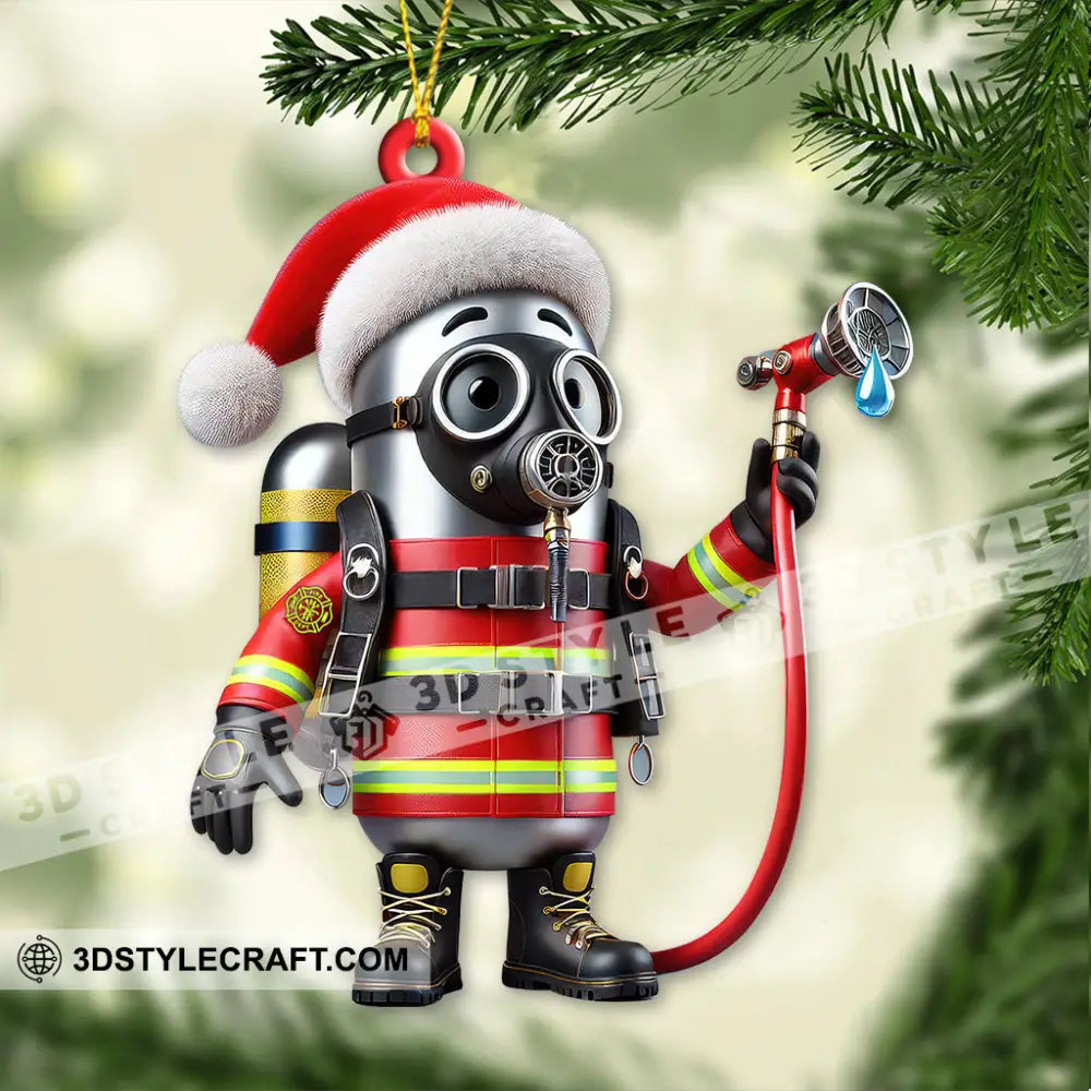 Custom Name Fire Fighter Ornament Christmas Gift 3.54’’ / 1