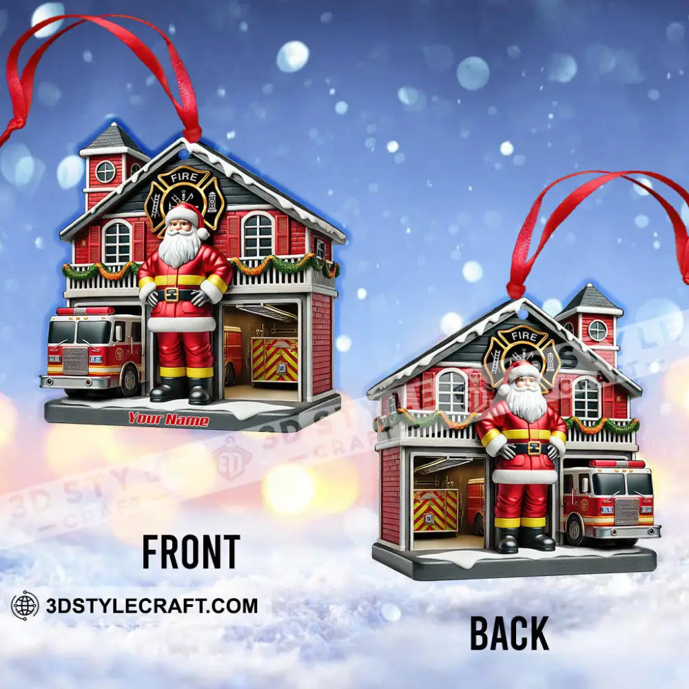 Custom Name Fire Fighter Ornament Christmas Gift