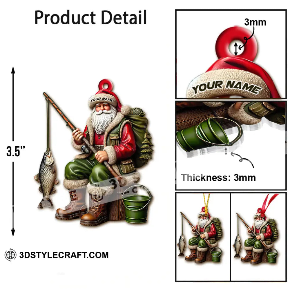 Custom Name Fishing Santa Ornament Christmas Gift