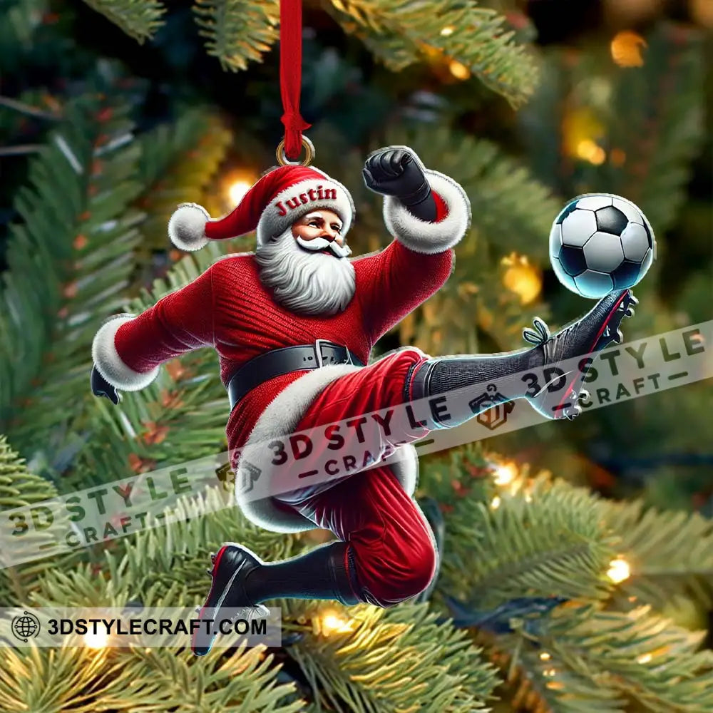 Custom Name Football Santa Ornament Christmas Gift