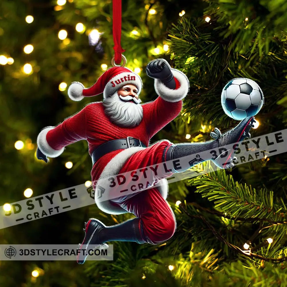 Custom Name Football Santa Ornament Christmas Gift