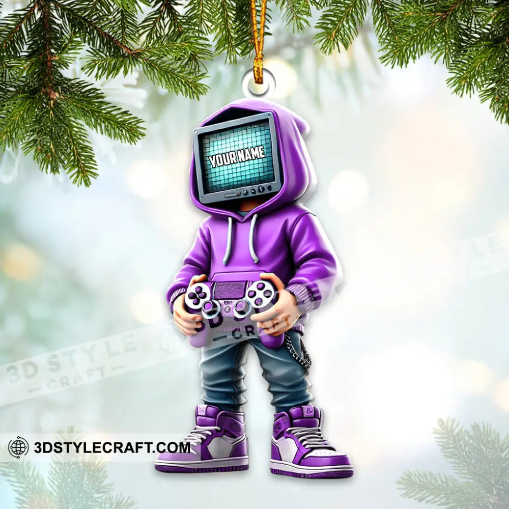 Custom Name Gamer Ornament Game Lover Christmas Gift 3.54’’ / 1