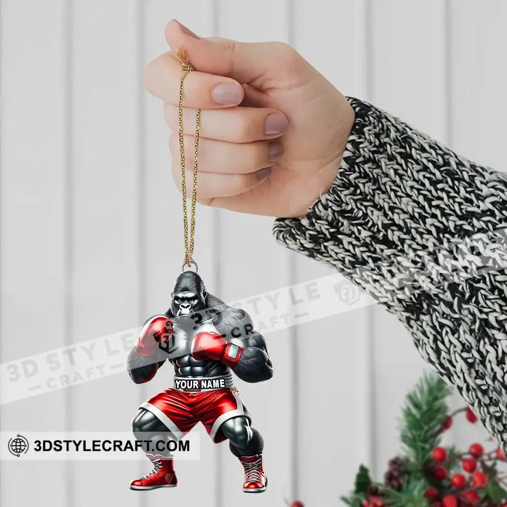 Custom Name Gorilla Boxing Ornament Christmas Gift Decoration