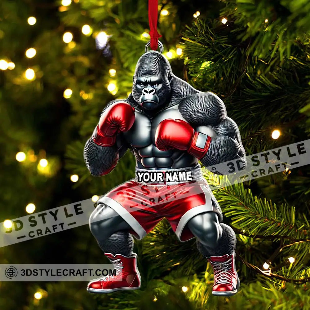 Custom Name Gorilla Boxing Ornament Christmas Gift Decoration