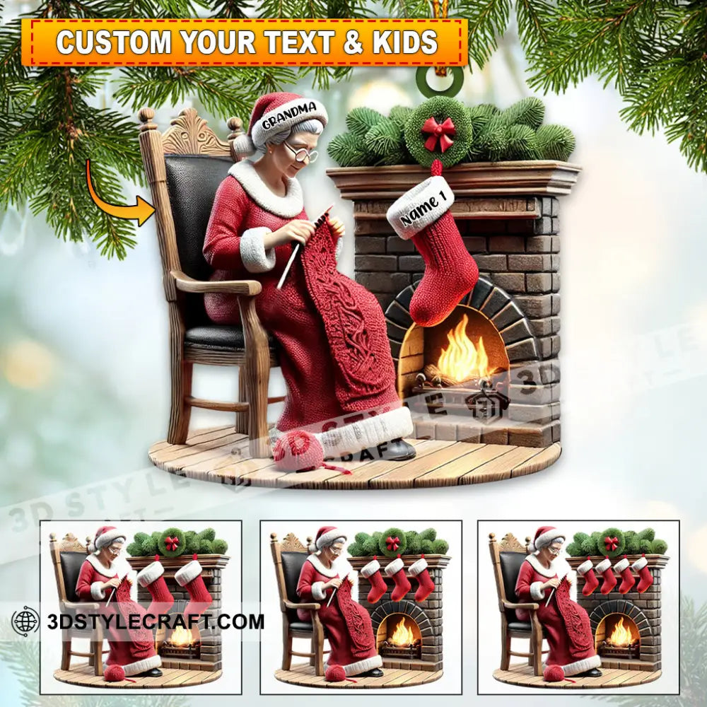 Custom Name Grandma And Kids Christmas Ornament Family Gift