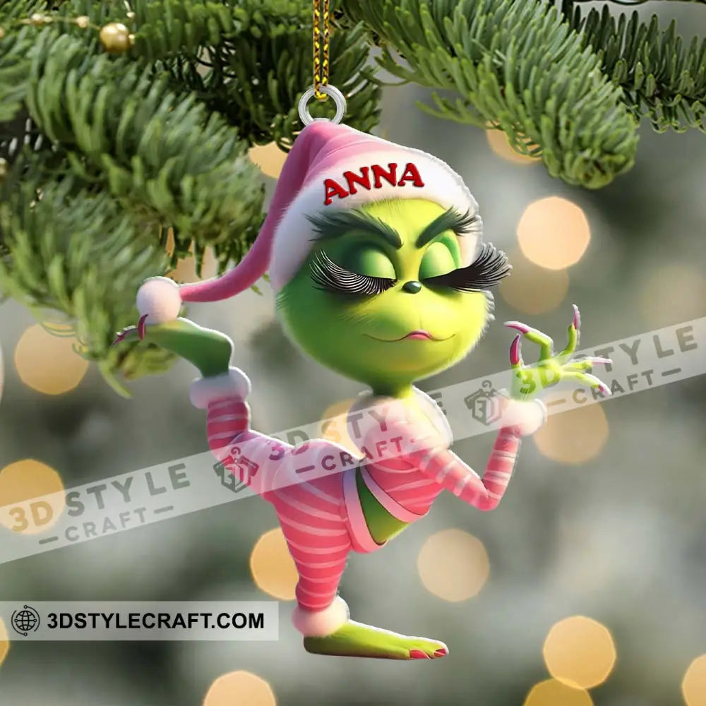 Custom Name Grinch Ornament Christmas Gift Decoration