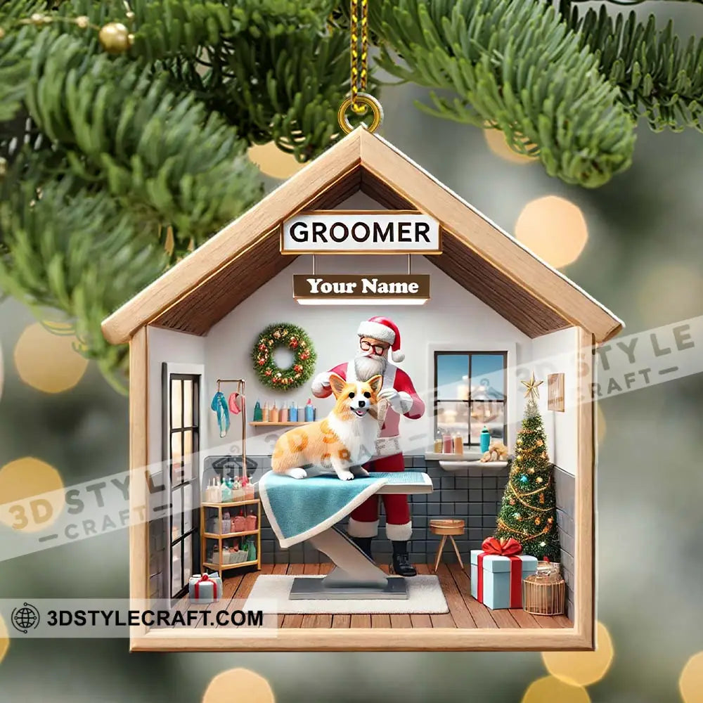 Custom Name Groomer Ornament Christmas Decoration For Pet Shop