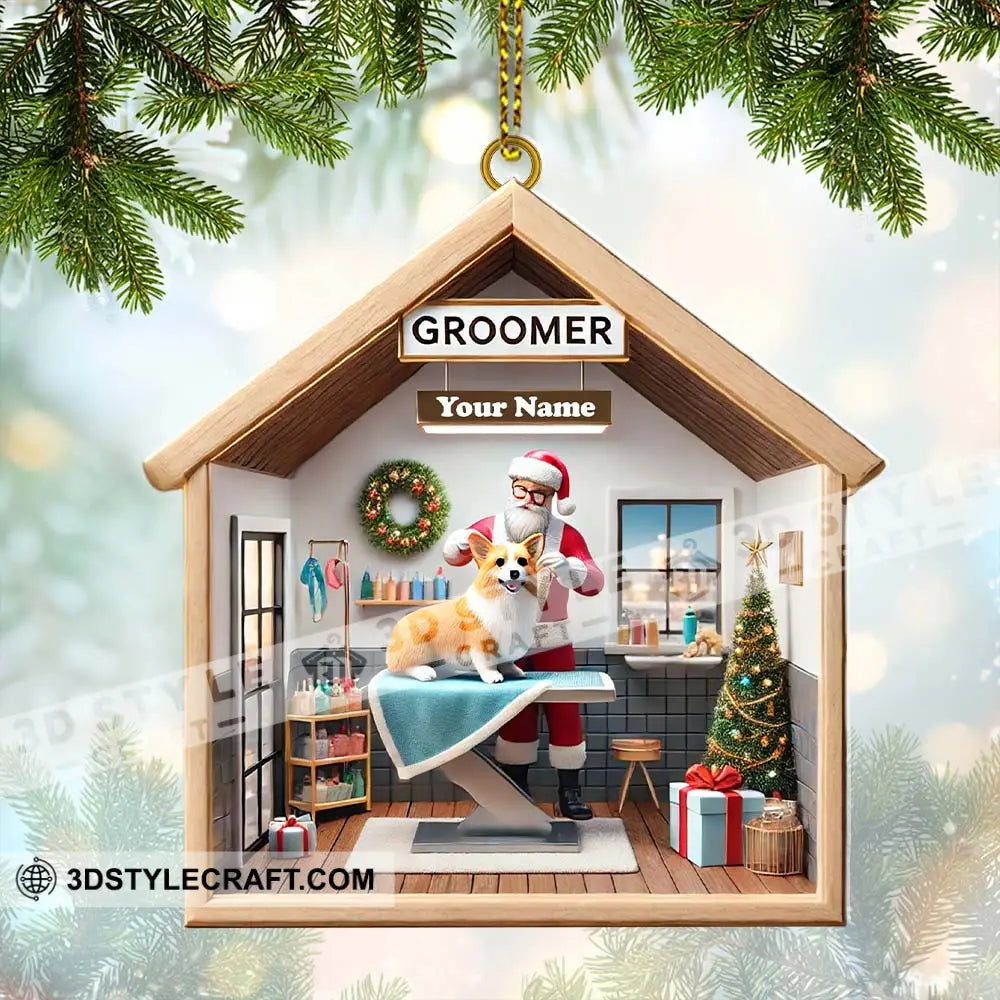 Custom Name Groomer Ornament Christmas Decoration For Pet Shop 3.54’’ / 1