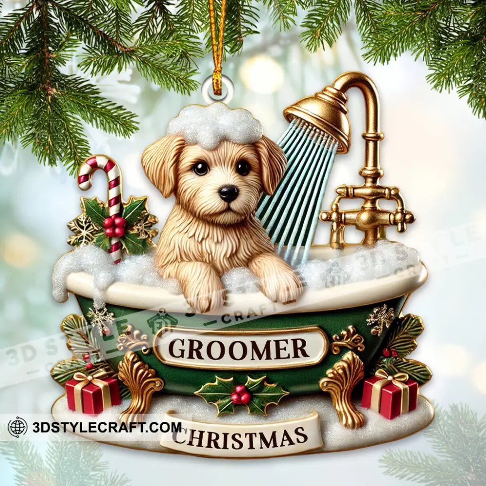 Custom Name Groomer Ornament Christmas Decoration For Pet Shop 3.54’’ / 1